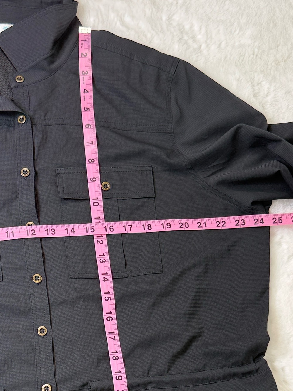 Coolibar Napa Travel Button Up Shirt Dress XL Black RollTab Sleeve UPF50 Classic - Picture 13 of 16
